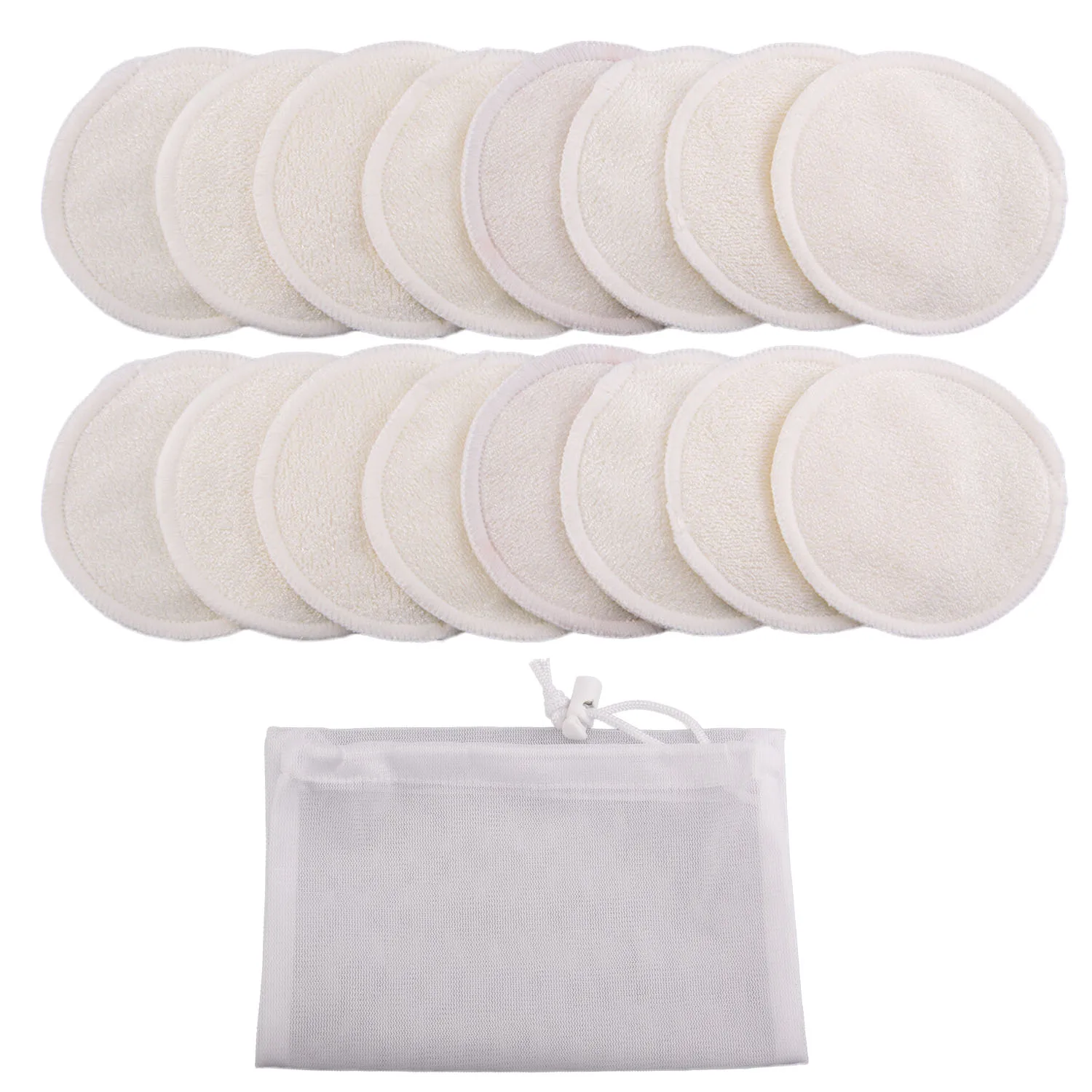 16Pcs/set Reusable Cotton Makeup Remover Pads With Bag 3.15 Inch Washable Eyeshow Nail Art Remover Pad Face Cleaning Cotton Pads