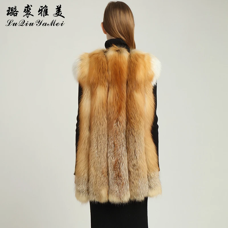 Natural Red Fox Fur Vests Coats Women Winter  Vests New Luxury Elegant Fur Vest 2023 Genuine Fur Jackets Sleeveless Real Fox Fur