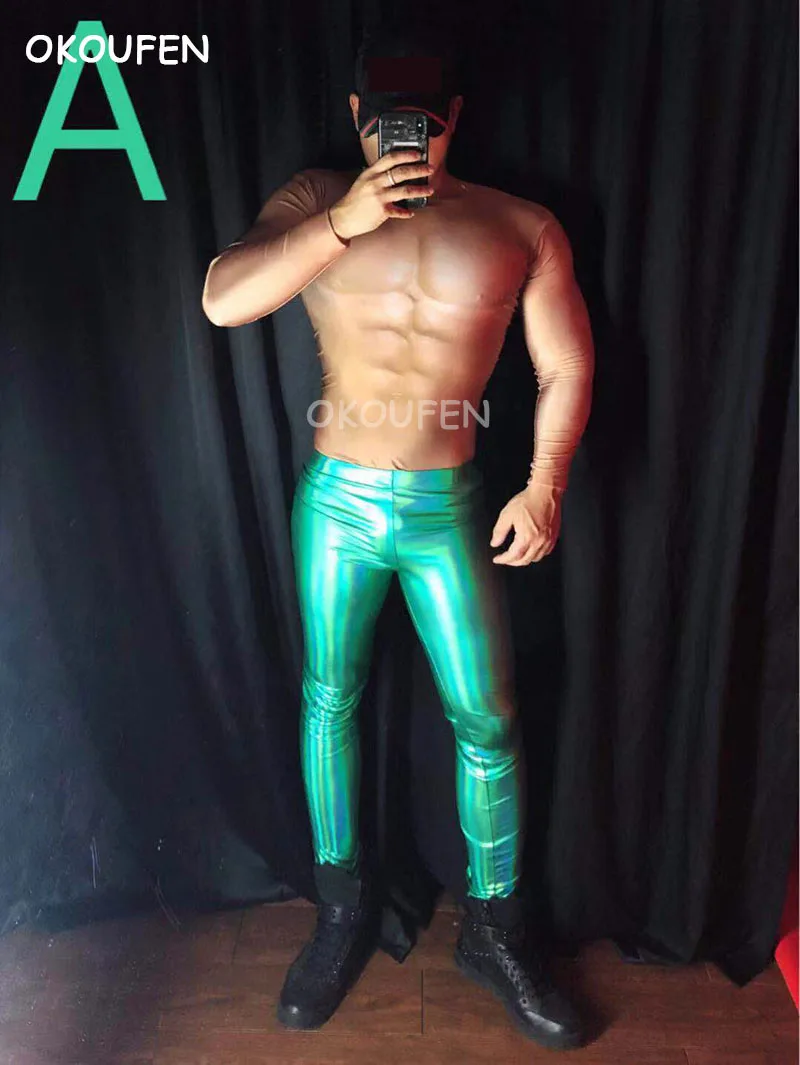 Christmas nightclub male singer ds bar magic color green theme party stage costume Party show performance costume