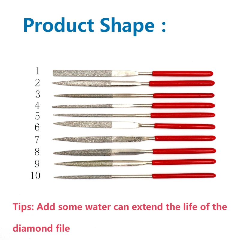 10pcs 140/160/180mm Set di lime per aghi con rivestimento diamantato assortito Mini raspa per utensili in acciaio per hobby e artigianato in vetro ceramico