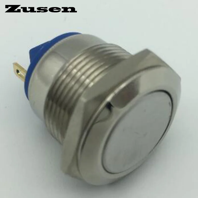 Zusen 19mm flat head Soldering pins Momentary Nickel-plated brass Metal Push Button Switch(ZS19F-10/J/N)