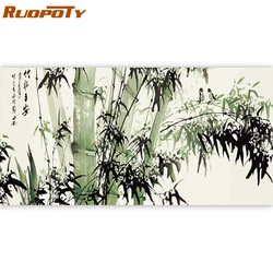 RUOPOTY 60x120cm Frame DIY Painting By Numbers Chinese Bamboo Painting Acrylic Paint By Numbers Large Size For Living Room Arts