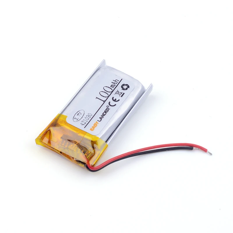 3.7V 421030   Batería recargable de polímero de iones de litio de 100mAh para MP3 MP4 DVR GPS mp5 juguetes DVR auriculares Bluetooth