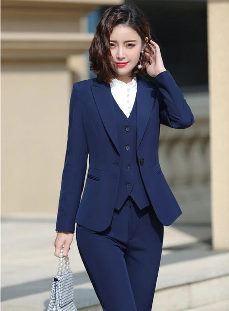3 Pieces Sets Formal Women Business Suits With Pants and Jackets Coat and Vest Waistcoat Ladies Office Work Wear Blazers AliExpress