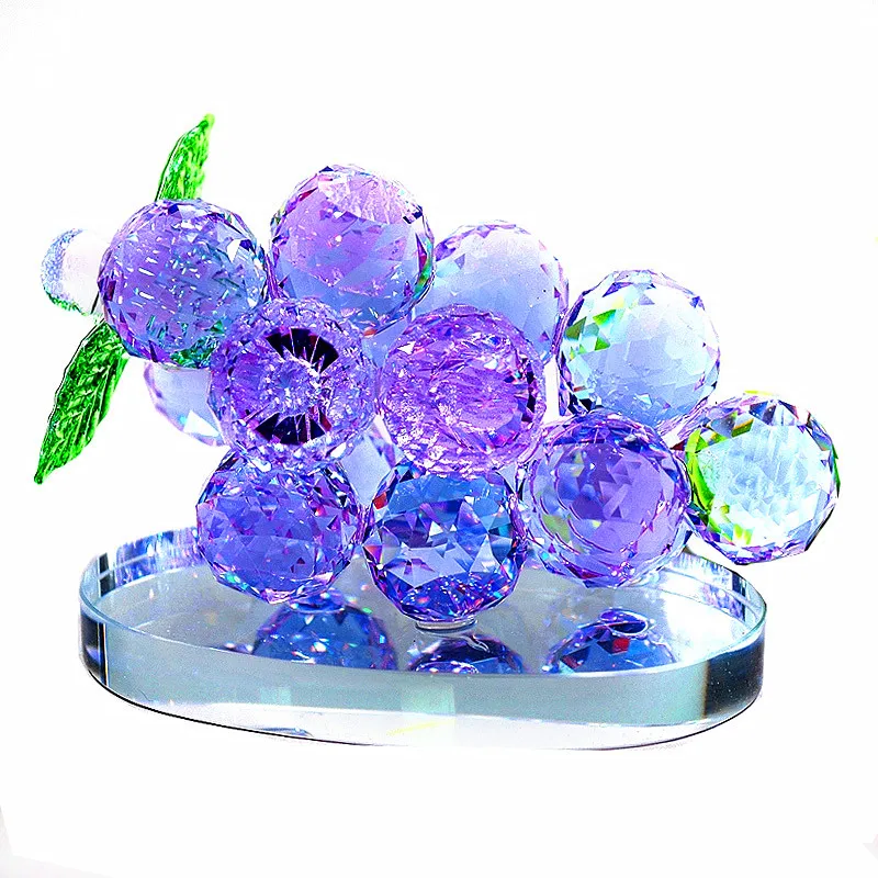 3D Crystal Clear Grape Figurine Paperweights Fruit Ornaments Wedding Gifts Decoration Home Office Decoration