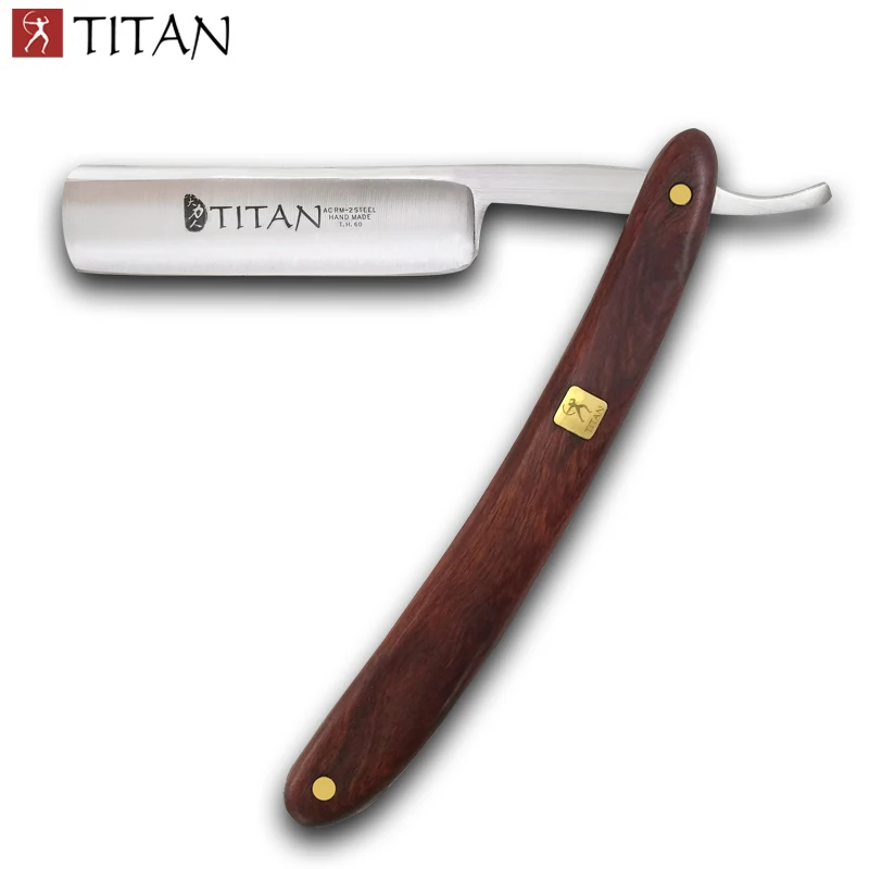 Titan-Sharp lâmina com madeira Handle, lâmina reta, aço lâmina, não afiada