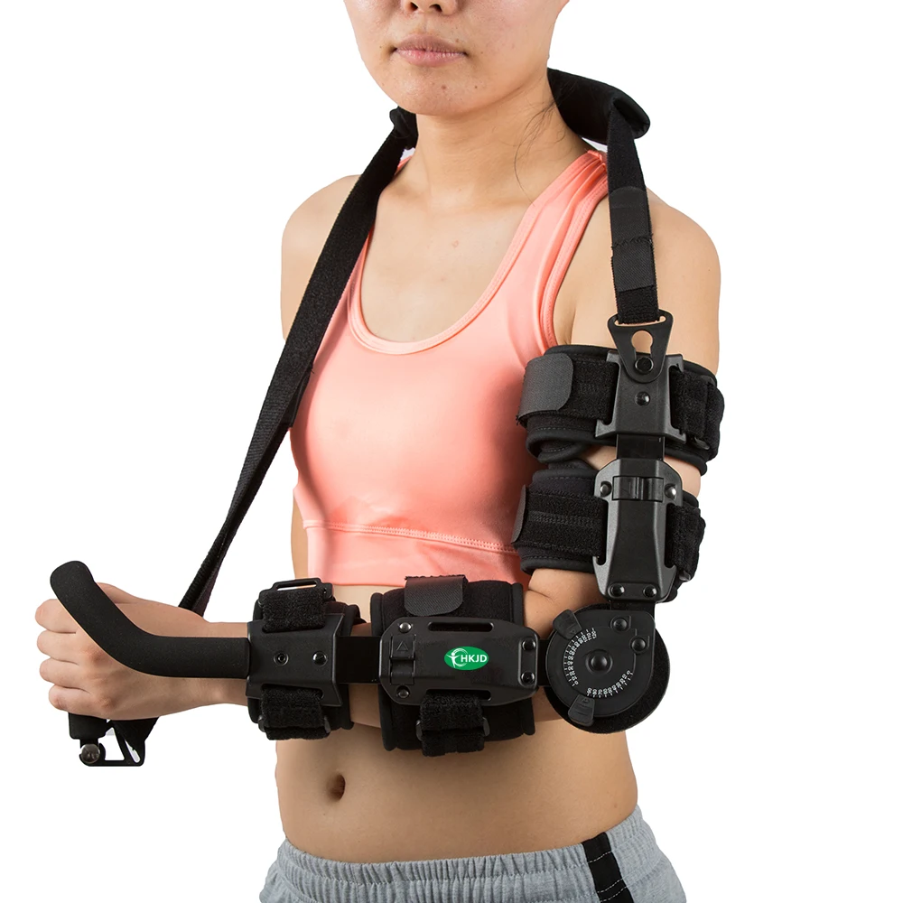 Free Size ROM Elbow Brace, Hinged Elbow Joint Support for Post Operate Arm Injuries Recovery