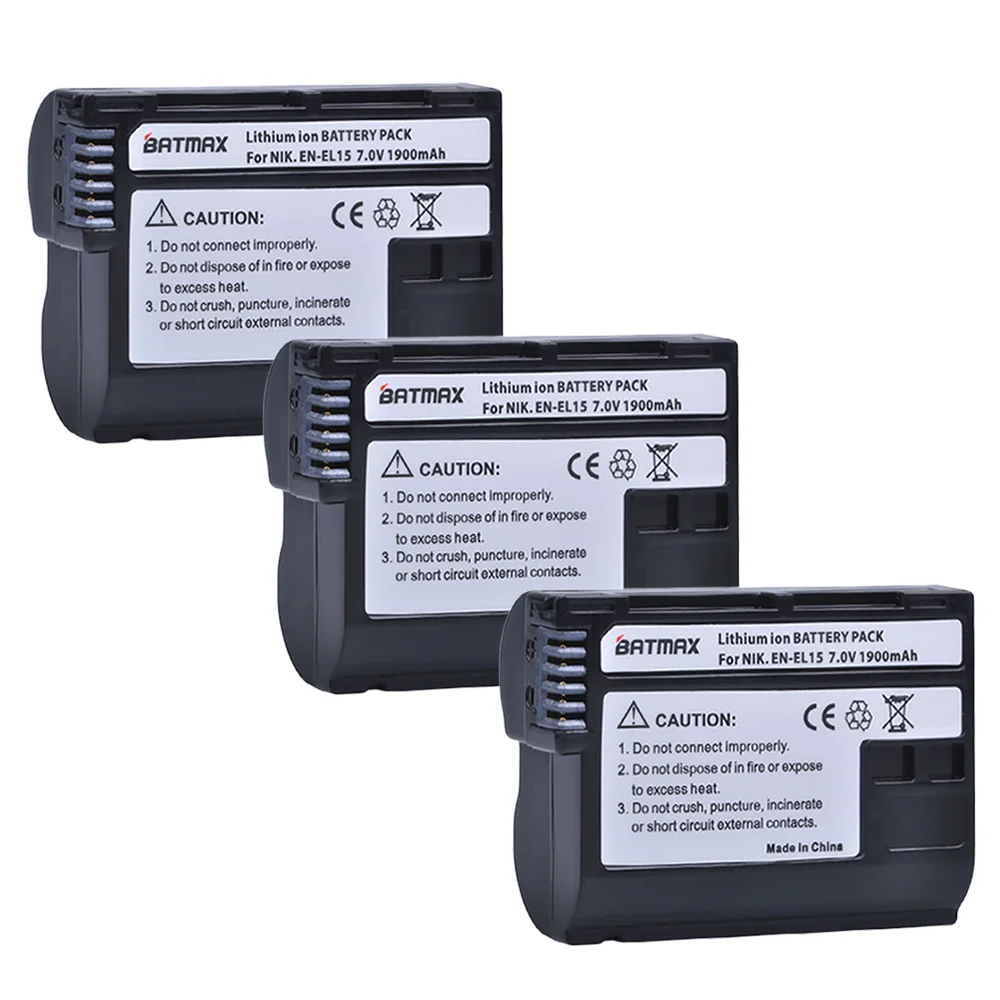 

Batmax 3(Pack) EN-EL15 ENEL15 EL15 1900mAh Batteries for Nikon D500,D600,D610,D750,D7000,D7100,D7200,D800,D800E,D810,D810A&1 V1