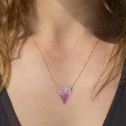 rose gold mix color Love Heart red Romantic Heart Pendant Necklaces Jewelry for Women Summer Decoration Chic jewelry design