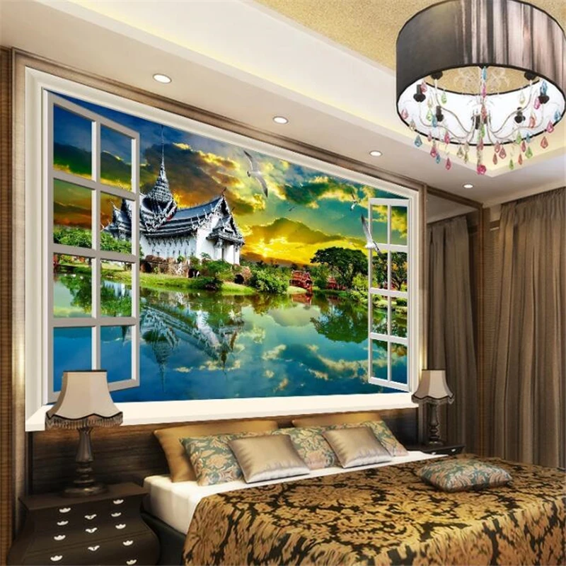 

beibehang Custom wallpaper 3d murals Buddha light temple Southeast Asian style 3D living room bedroom TV background wall paper