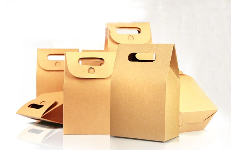 10*15.5*6cm 1000pcs/lot Hot Natural Kraft Paper Bags,Party Gift Packing Box,Cookie/Candy/Nuts Bag/DIY Gift Handle Packing Box