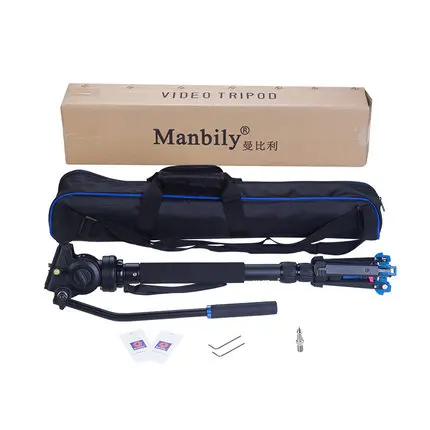 Manbily VM-336 Professional 172 cm Unipod Monopod Aluminum Monopod&Fluid head&Three feet support stand For Camera DSLR