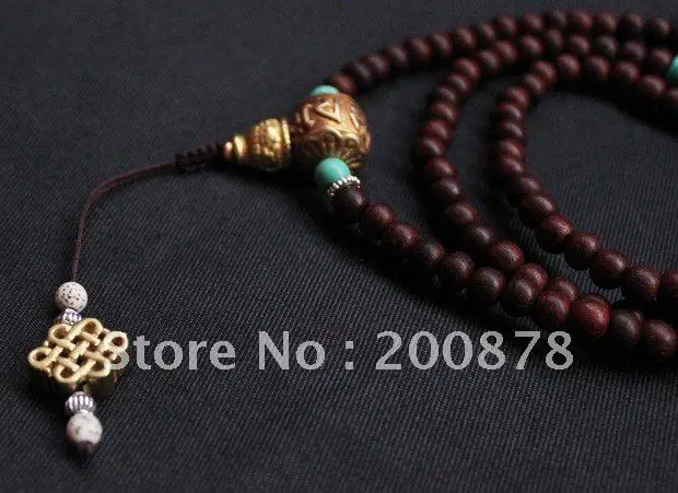 BRO687 Tibetan Red Sandalwood Prayer Mala 8mm Necklace Master Design Tibetan Taste Rosary Bracelet Free Ship