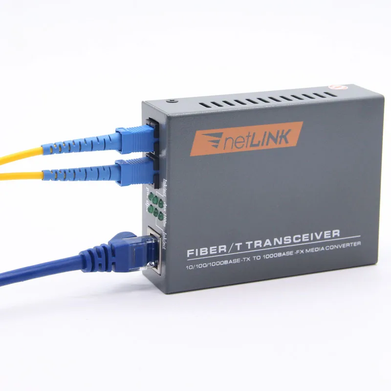 1pair 10/100/1000Base Netlink HTB-GM-03-AB simplex Duplex Fiber Optic 20KM RJ45 Enternet Converter Fiber transceiver converter