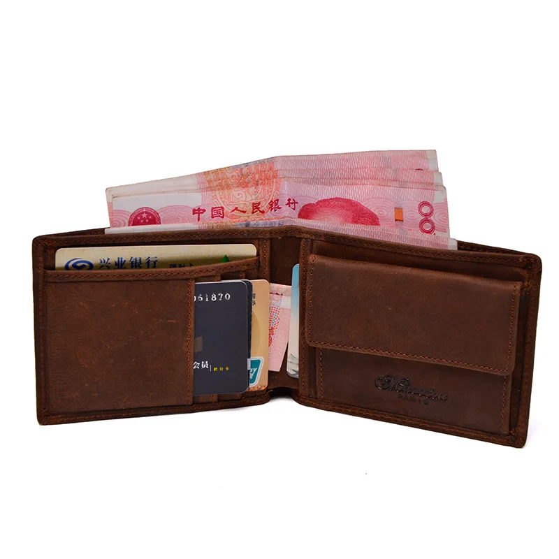 Real Leather Wallet Men Organizer Wallets Brand Vintage Genuine Leather Cowhide Short Men\'s Wallet Purse With Coin Pocket TW1653