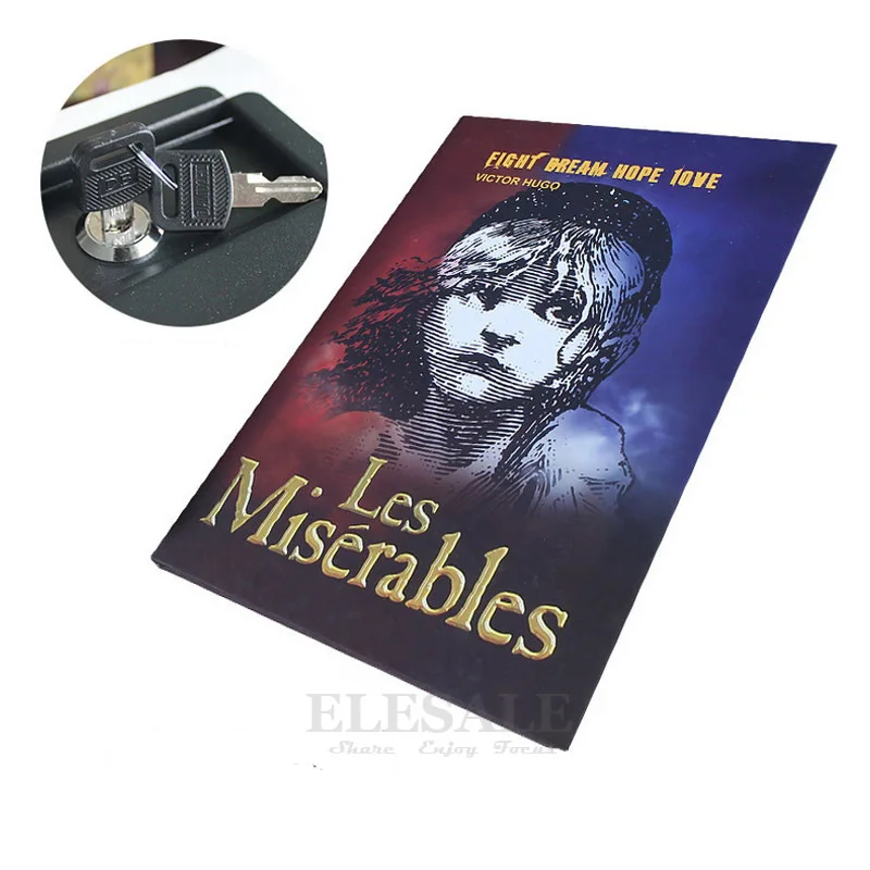 Neue Sicherheit Versteckte Safe Klassische Echt Buch Sicher Key Lock Metall Simulation Buch Stil Les Miserables 222*152 * 45mm