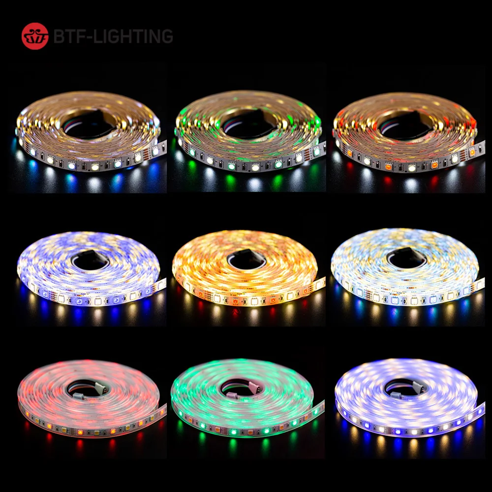 Tira de luces LED RGBW RGB + (blanco cálido/frío), 5m, 60LED/M, 300 LED, SMD 5050, colores mezclados, 5 pines, DC12V, IP30/IP65/IP67