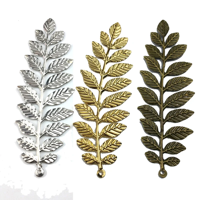 10pieces/lot 3.2x9.5cm Leafy grass  metal   Filigree Flower Wrap Connector   Jewelry DIY Components Gift box decoration