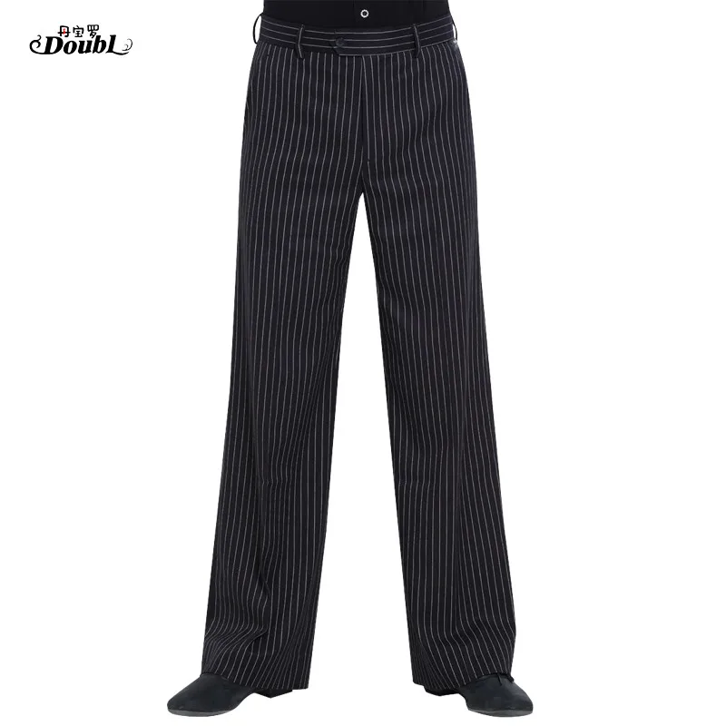 Male Dance Practice Pants Men Latin Ballroom Dance Performance Trousers Square Modern National Standard Stripe Costumes H689