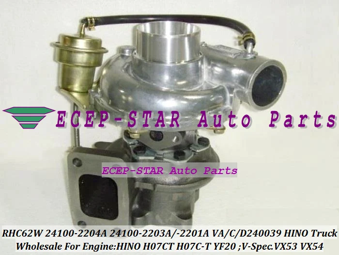 Turbocompresor RHC62W VX53 VX54 24100-2204A 24100-2203A 24100-2201A VA240039 VC240039 para Camión HINO H07CT H07C-T YF20