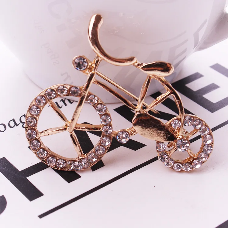 Fashion Personality Crystal Bicycle Brooch Men And Women Gift Fashion Suit Accessories Needle Bride Brooch For Women
