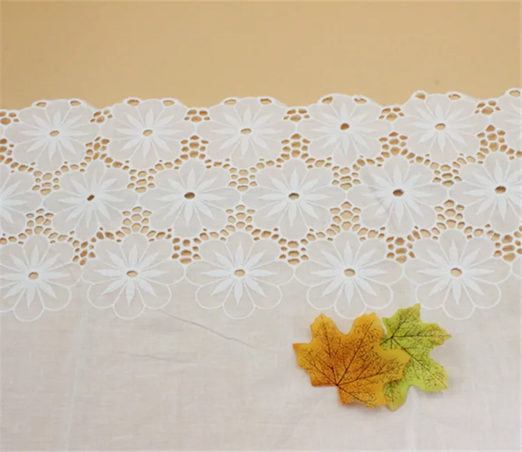 2yard offwhite Exquisite handmade cotton embroidery lace hollow width 34cm