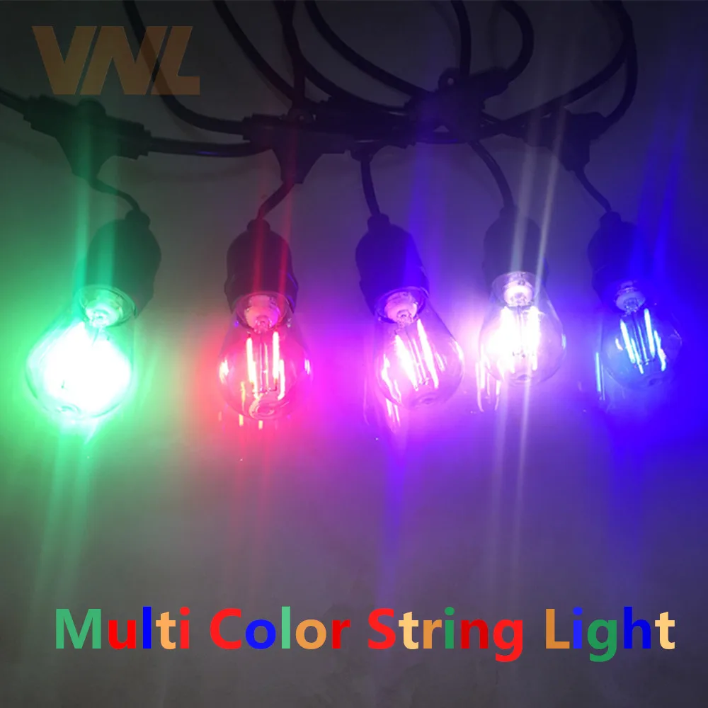 VNL IP65 15M Commercial LED String Lights S14 LED Multicolor Light String Waterproof For Holiday Garland Wedding Lighting