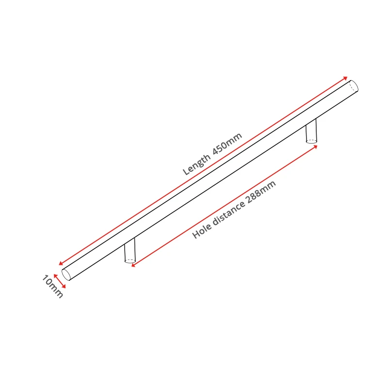 NAIERDI 2" ~ 24'' Edelstahl-Schrankgriffe, Durchmesser 10 mm, Küchentür, T-Stange, gerader Griff, Zugknöpfe, Möbelbeschläge