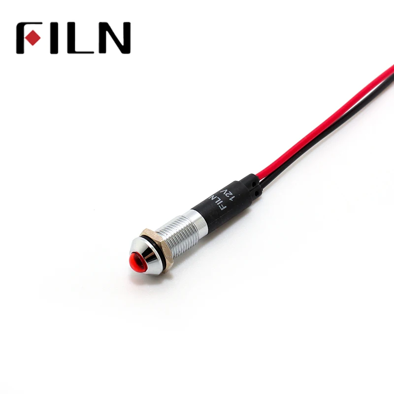 FILN FL1M-8SW-1 8mm rosso giallo blu verde bianco 12 v 110 v 24 v 220 v led segnale di metallo lampada con 20 cm cavo