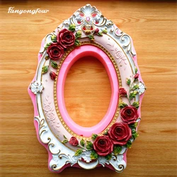 Rose Flower Frame Wedding Party Cake Mold DIY Candy Chocolate Gypsum Cement Silicone Mold Cake Baking Tools