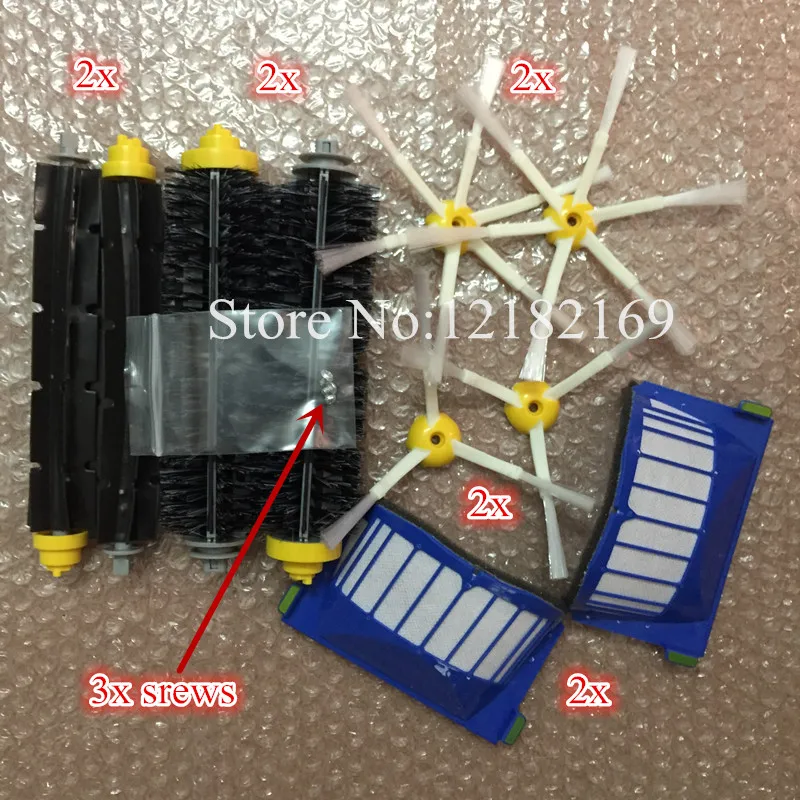 2 filtro AeroVac blu 4 kit spazzola principale 4 spazzola laterale 3 viti di ricambio per iRobot Roomba serie 600 620 630 650 660 accessorio