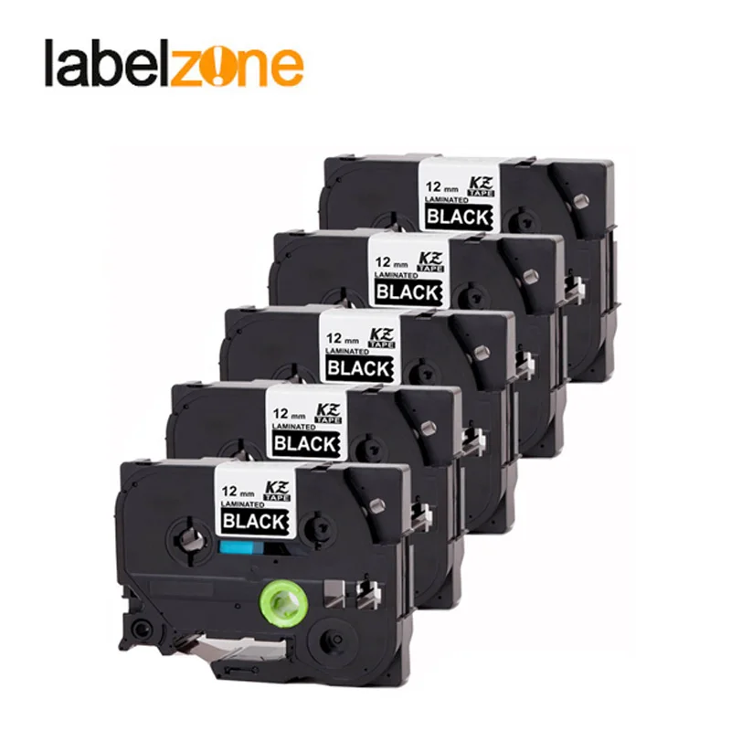 5Pcs White on black 12mm Tze335 Compatible Brother p-touch label printer Refill Label Tape Tze-335 tz-335 tze 335 tz335 ribbon