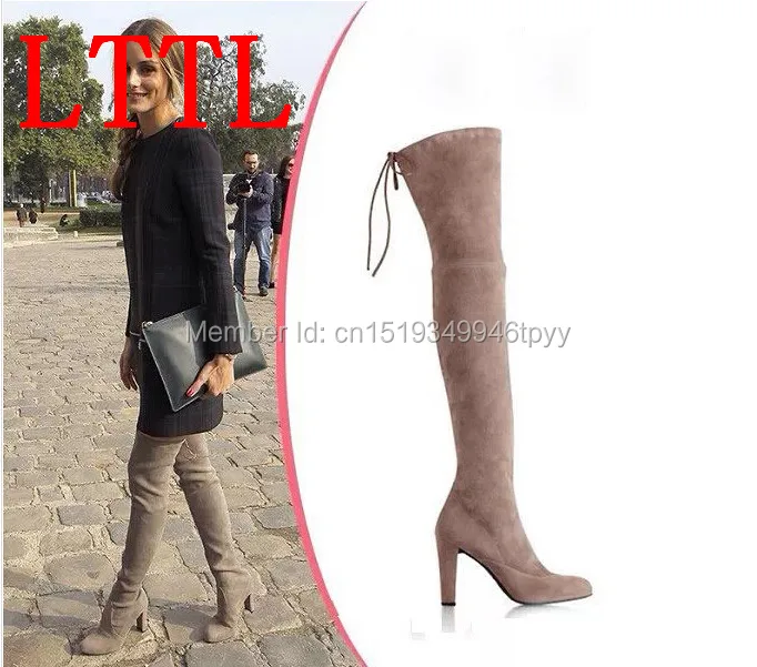 

2016 LTTL Winter women suede thigh high boots celebrity style high heel women sexy western boots drop shipping