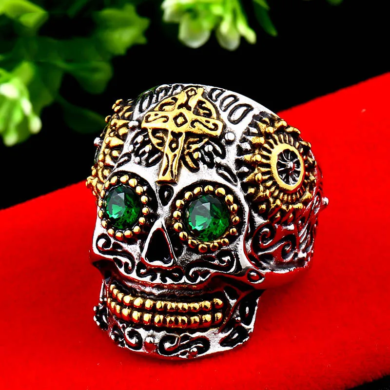 Beier 316L Stainless Steel gem ring Cross skull biker men Ring hot sale Man\'s fashion jewelry LLBR8-327R