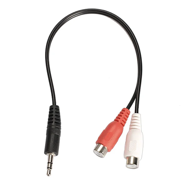 3.5 Mm Jack Male Naar 2 Rca Vrouwelijke Jack Rca Stereo Audio Kabel Converter Adapter Hoge Kwaliteit