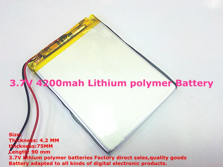 Size 427590 3.7V 4200mah tablet battery with Protection Board For Tablet PCs PDA Digital Products