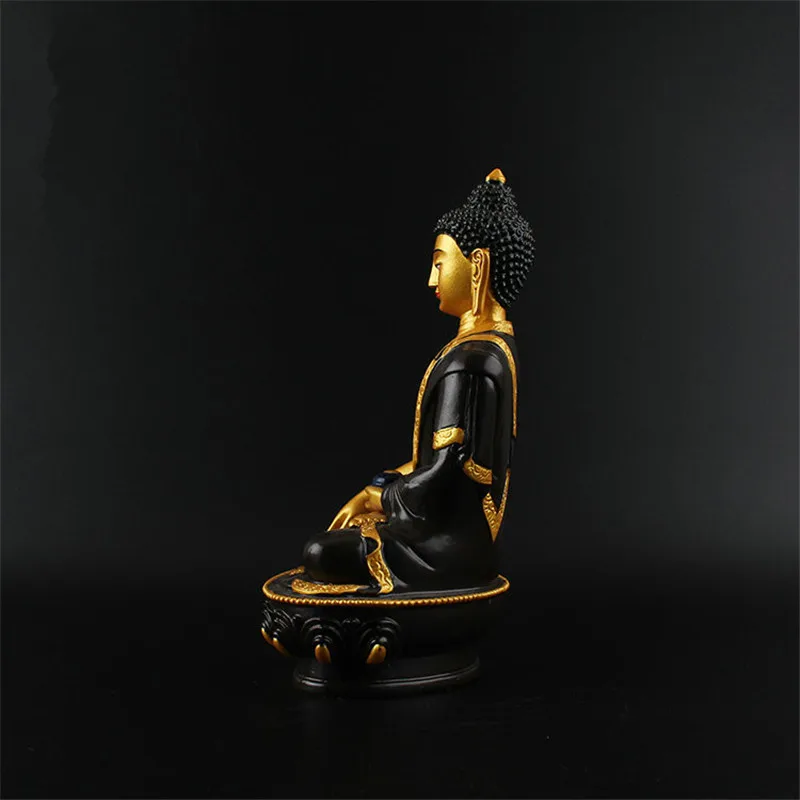 Auspicious Buddha Statue Resin Drawing Figurine 21cm Amitabha Figure of Buddha Solemn Temple Sculpture