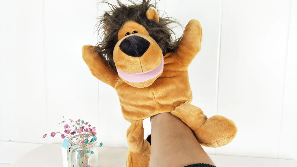 Children Big Brown Lions Mouth Plush Toy Stuffed Hand Puppet