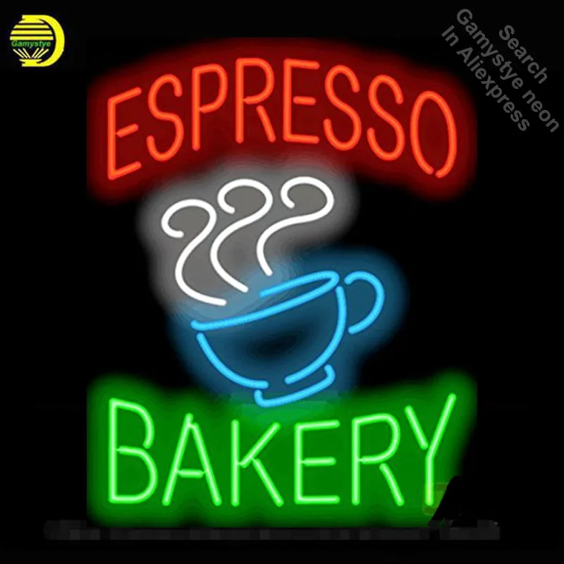 

NEON SIGN For Espresso Bakery REAL GLASS BEER BAR PUB Club Coffee Room display Restaurant Signboard Shop Light Signs Print Board