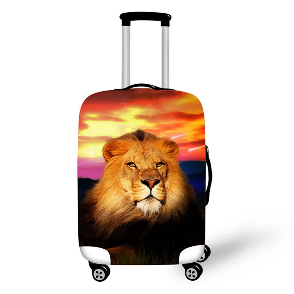 3D lion pattern print travel luggage suitcase protective cover stretch waterproof portable luggage covers rain cover