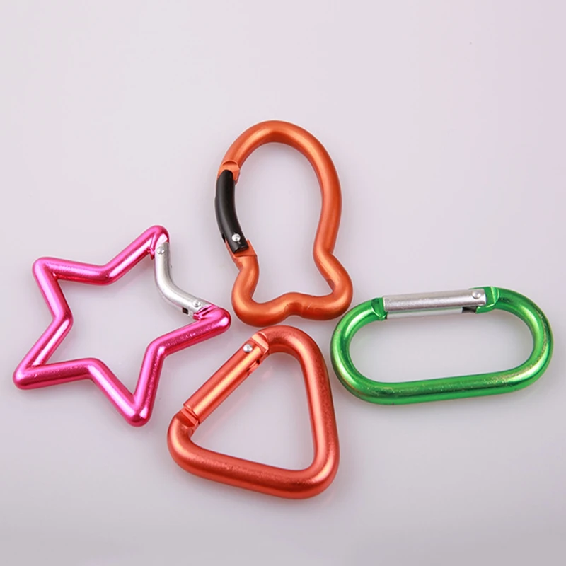 

5000pcs/lot 5# 5Cm outdoor camping equipment locking Star Keyring quickdraw Heart shape carabiner keychain hook