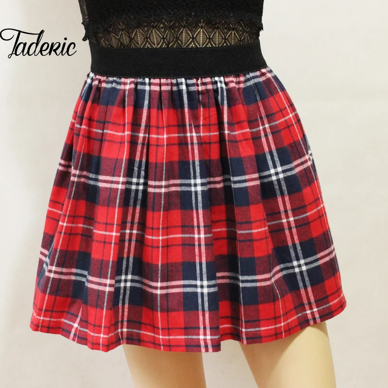 

Jaderic Harajuku 2018 Women Fashion Autumn Winter high waist pleated skirt Wind Cosplay plaid skirt kawaii Female Skirts