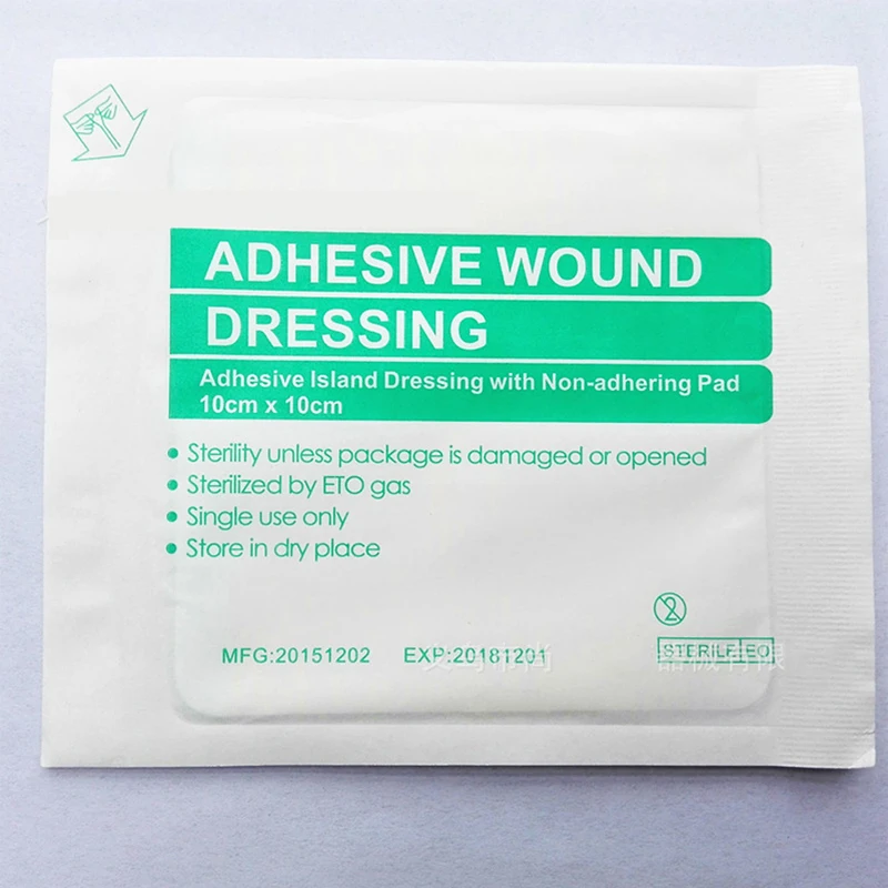 10PCs ขนาดใหญ่ไม่ทอกาว Dessing พร้อมยึด Pad,ผ้าพันแผลแผลกาวบาดแผลทางการแพทย์ First Aid Supplies