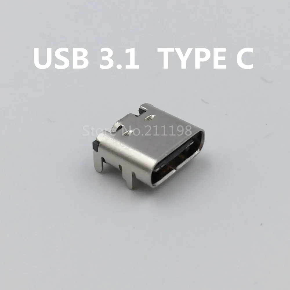 10Pcs/Lot Micro Usb Jack 3.1 Type-C 16Pin Female Connector For Mobile Phone Charging Port Charging Socket Tow Feet Plug