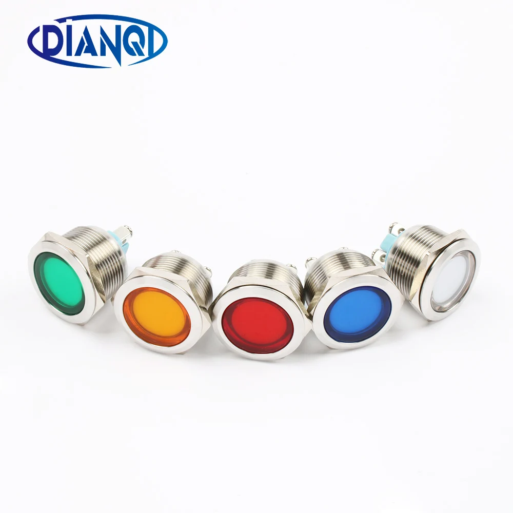 LED Metal Indicator light 22mm flat round Signal lamp 3V 6V 12V 24V 220v screw illumination red big lens 22ZSD.PY.DM.L