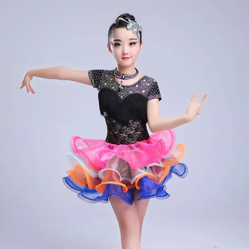 

child kid skirt Children Professional Latin Dance Dress Girls Ballroom Competition Dresses Modern Waltz tango Cha Cha Costumes