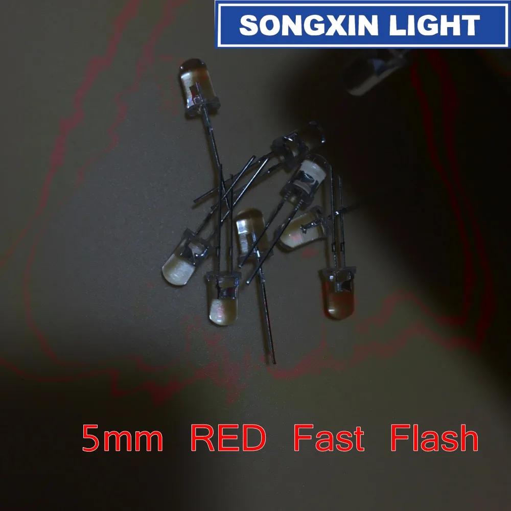 100pcs 5mm Red Light-Emitting-Diode Automatic Flashing LED Flash Control Blinking 5 mm Blink LED Diodo 1.5HZ danshan R