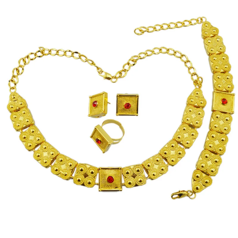 Ethlyn gold Eritrean  jewelry sets gold Color  chain/bracelet/ring/earring jewelry sets  for  Ethiopian & Eritrean  Women S281