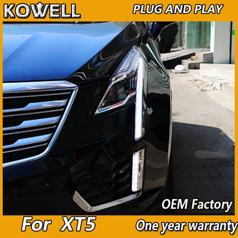 KOWELL Car Styling for Cadillac XT5 Headlights 2016-2018 XT5-L Headlight DRL BiLens High Low Beam Parking Fog Lamp