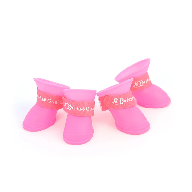 4 sztuk/zestaw psy buty cukierkowe kolory gumowe wodoodporne miękkie Pet deszcz buty dla szczeniąt koty S/M/L